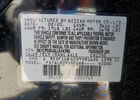 2020 Nissan Kicks S from USA, damaged, VIN 3N1CP5BV4LL514765